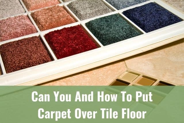 Carpet samples on tile floor