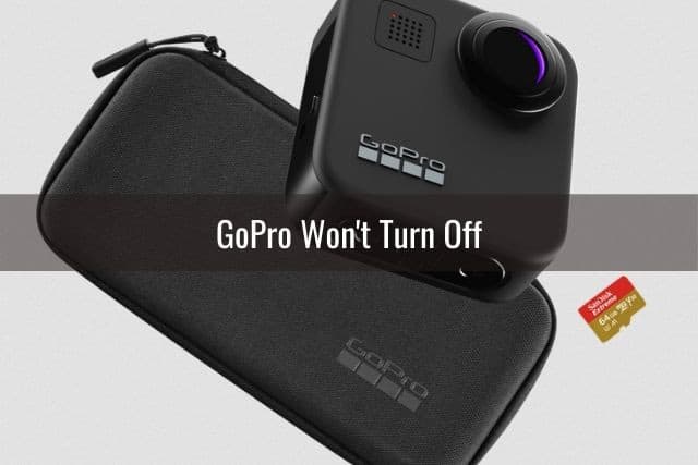 GoPro camera, case and memory card