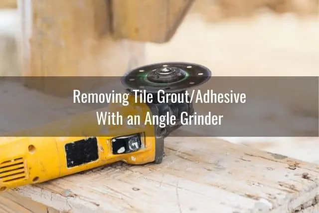 Angle grinder on a tile floor