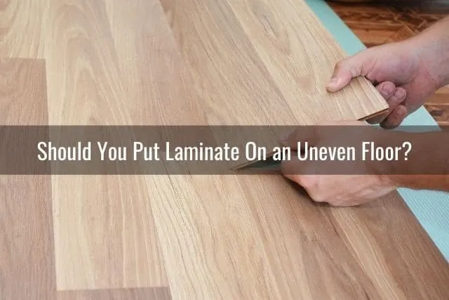 Person placing laminate flooring plank down