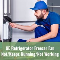 Refrigerator repairman examining freezer