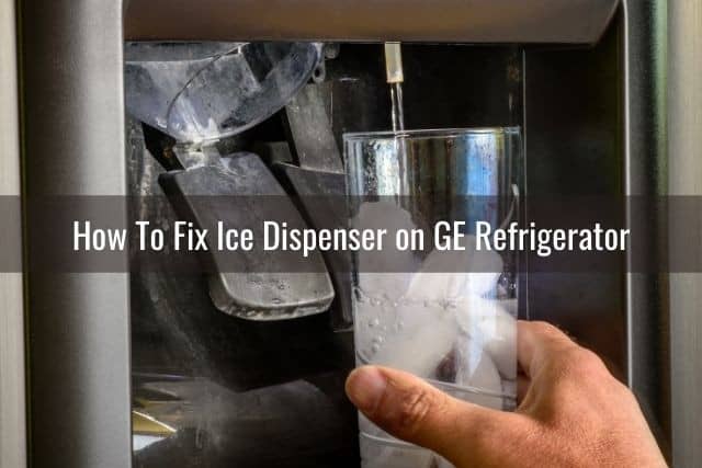 Cup of ice under fridge water dispenser