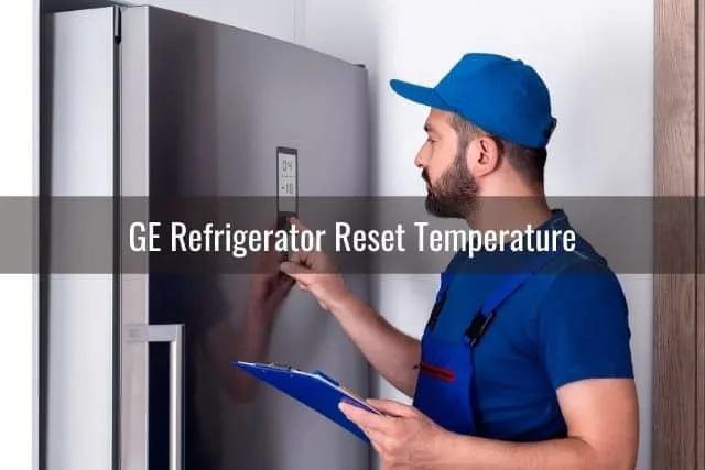 Repair man fixing temperature control on a refrigerator