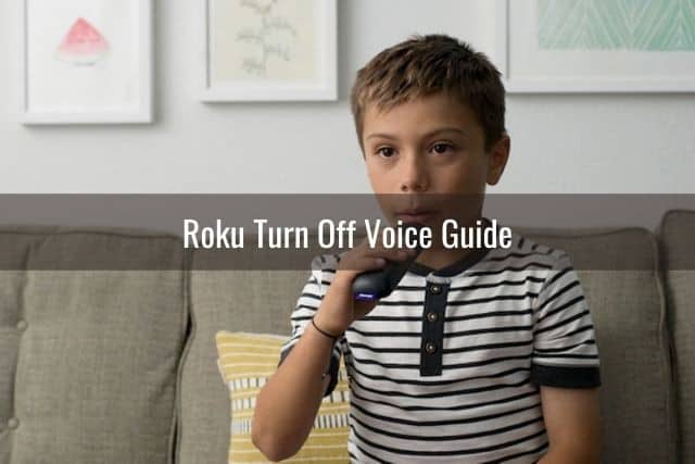 Young male talking into a TV remote