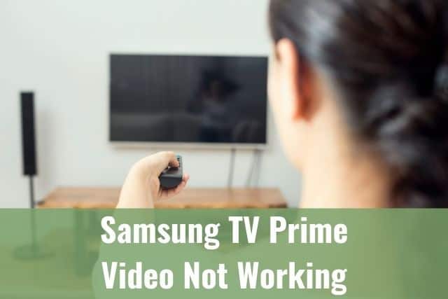 Female pointing remote at TV to turn it on