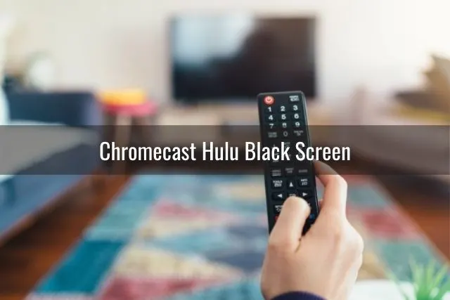 Black remote used to turn TV on in living room