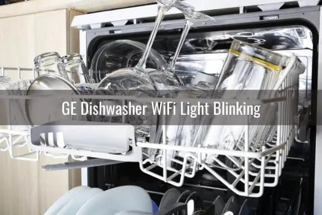 Dishwasher top rack with wine glasses