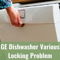Hand opening white dishwasher