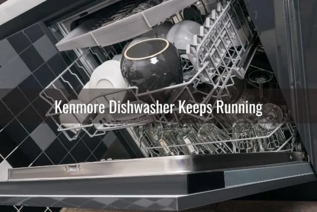 Clean cups and bowls on top dishwasher rack