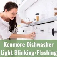 Woman pressing button to turn on dishwasher