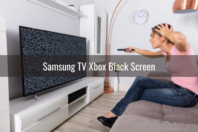 Frustrated woman when the tv turned black
