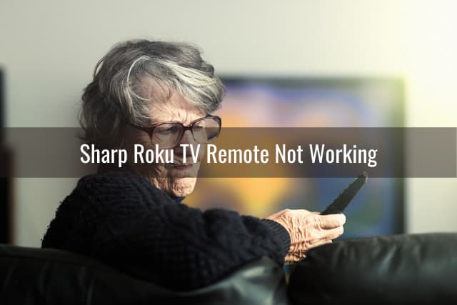 Frustrated old woman pushing remote tv