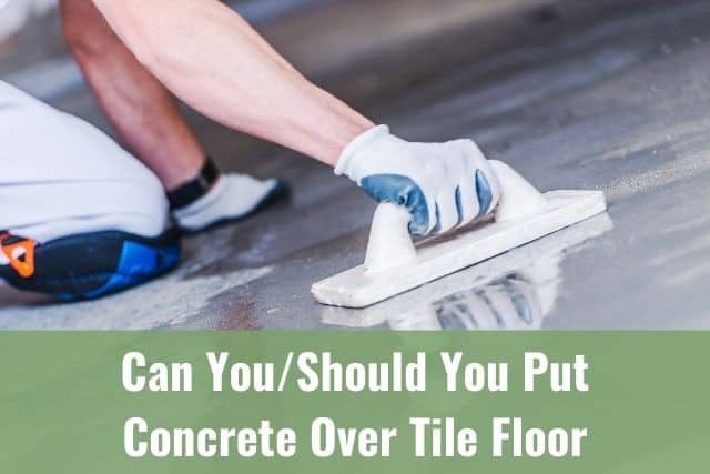 Male smoothing concrete floor