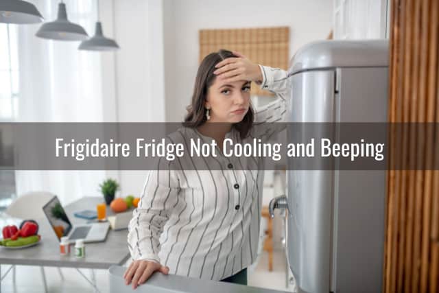 Confused woman while opening her refrigerator