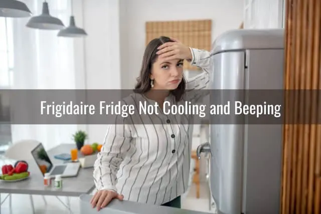 Confused woman while opening her refrigerator