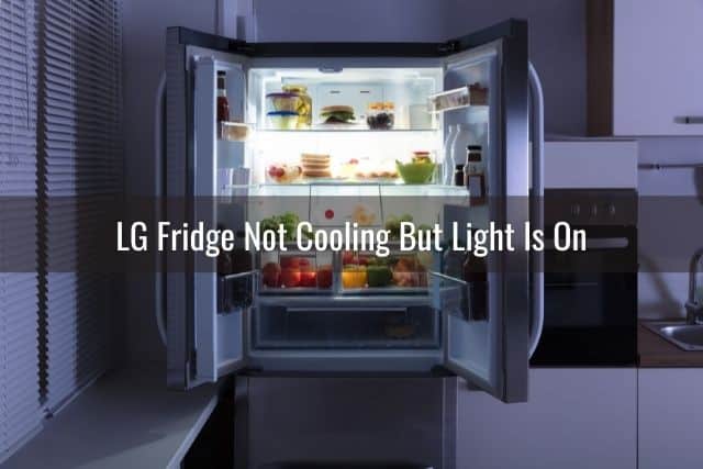 Refrigerator french door open at night