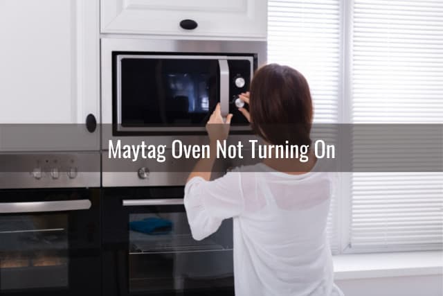 Woman checking the oven