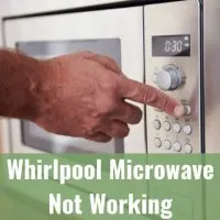 Man pressing the start button of microwave