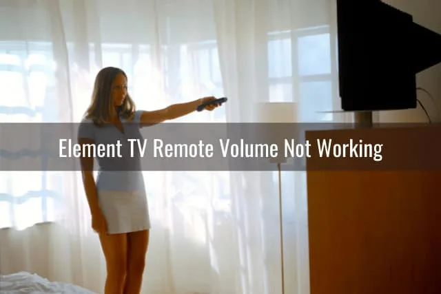 Woman standing holding a remote while pointing at tv