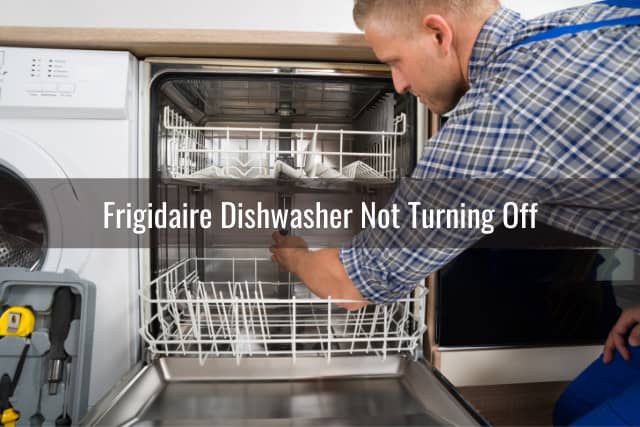 Confused man while looking at the dishwasher