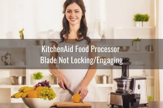 woman chopping while behind the food processor