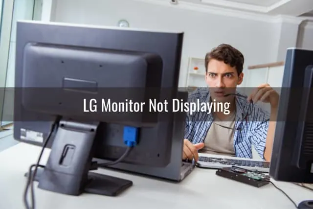 Frustrated man while looking at the monitor