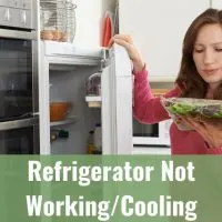 Woman holding vegetable while closing the refrigerator