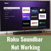 Soundbar in front of TV