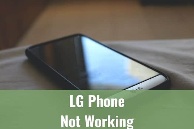 LG phone on wooden table