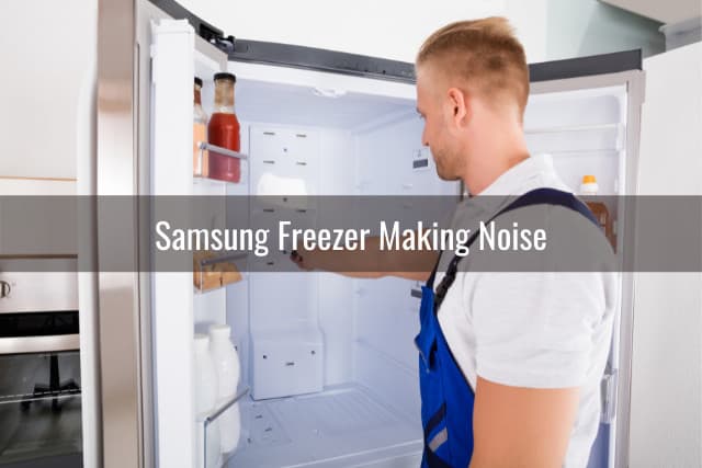 Man fixing the inside of the fridge