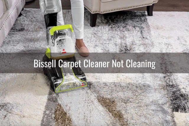 Woman using bissell clearner carpet