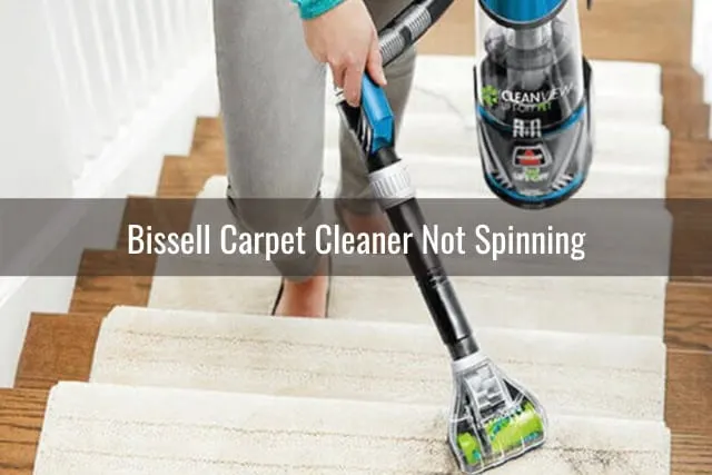 Woman using bissell clearner carpet
