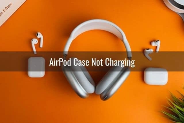 AirPods, AirPods Pro, AirPods Max with orange background