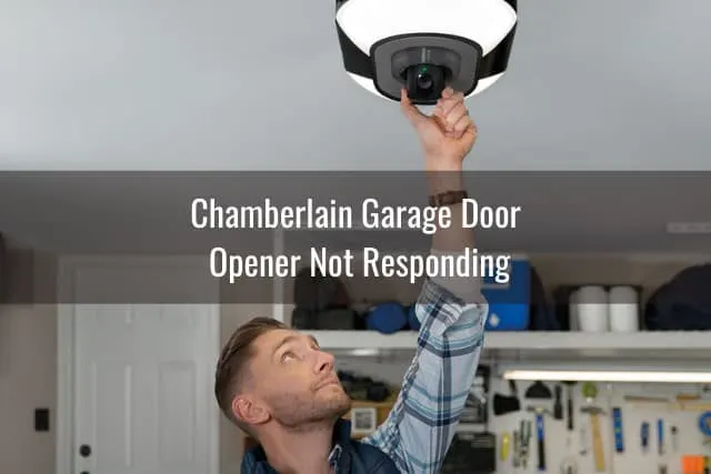 Man fixing the Chamberlain garage door