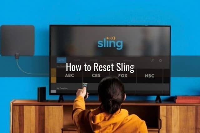 Girl changing programming on Sling TV menu