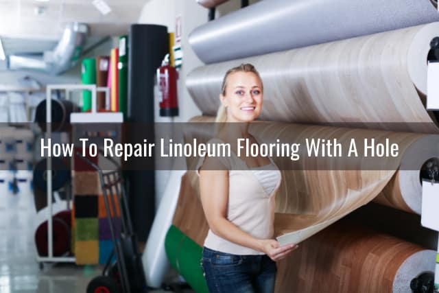woman choosing Linoleum floor