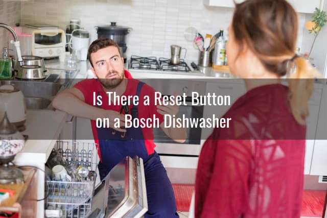 Guy talking to a woman while fixing the Dishwasher