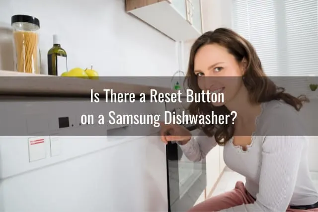 Woman adjusting the dishwasher button