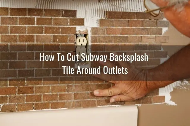 Subway tile backsplash around kitchen outlet