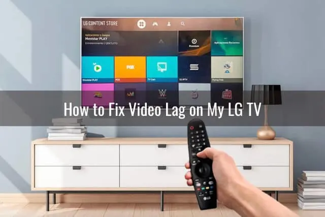 Holding a remote while pointing in the TV