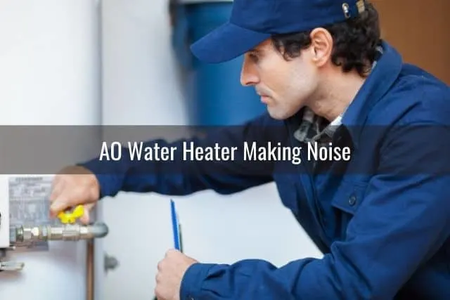Home inspector checking water heater