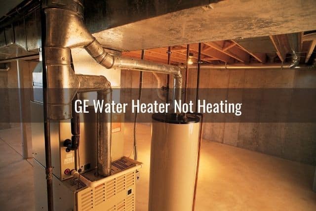 White residential water heater in basement