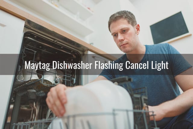 Man putting plates on the dishwasher