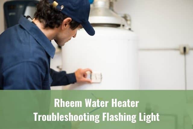 Home inspector checking water heater