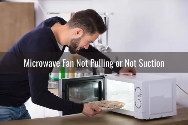Man putting food inside the microwave