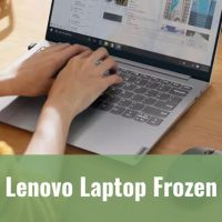 Black laptop on the lap