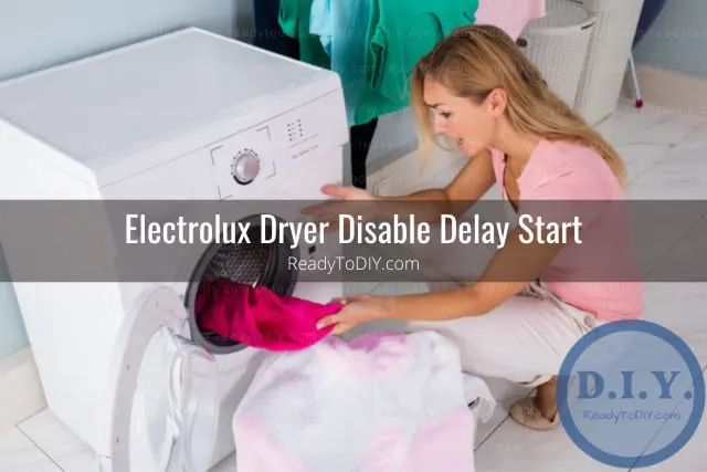 modern white dryer and frustrated woman