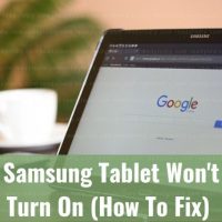 Tablet with Google search browser on screen