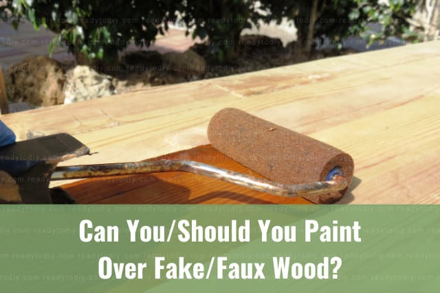 Painting the faux wood using paint roll