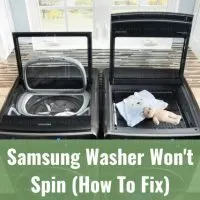 Modern washer with clothes inside